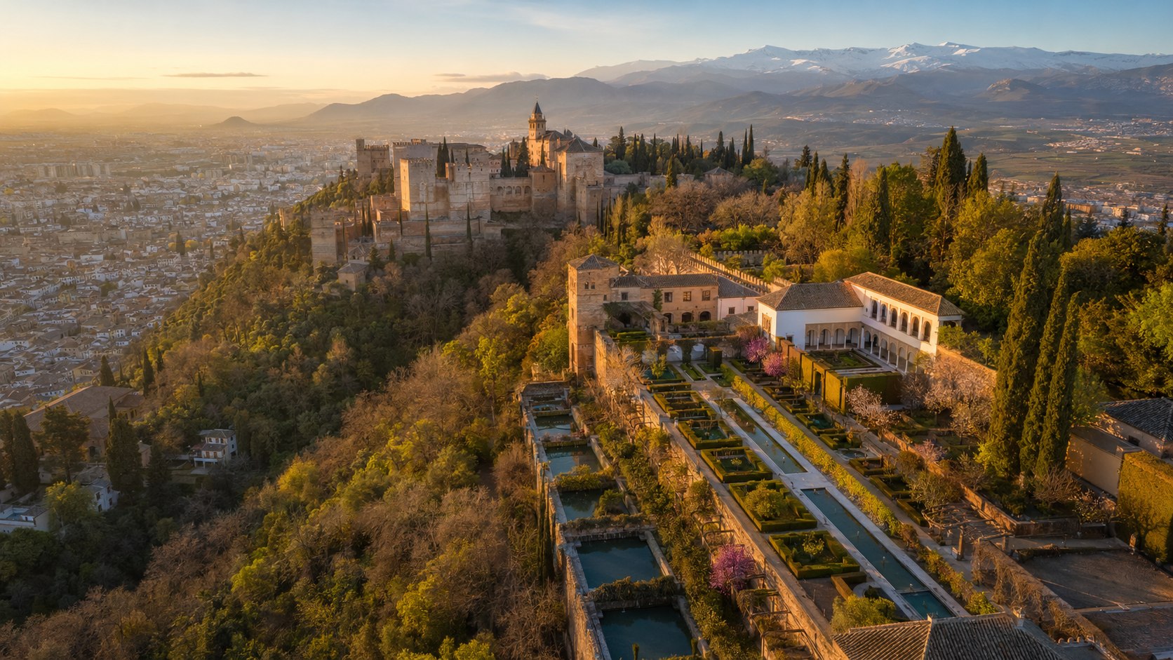 Generalife — Moorish gardens above the Alhambra, Granada, Spain